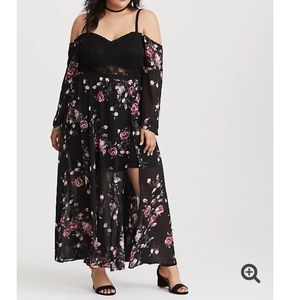 Torrid runway black floral lace maxi dress